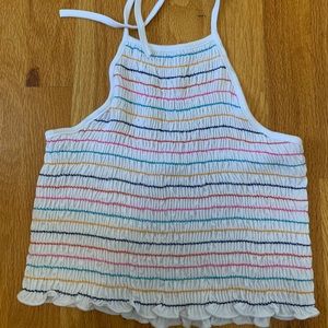 Rainbow ruffle halter shirt